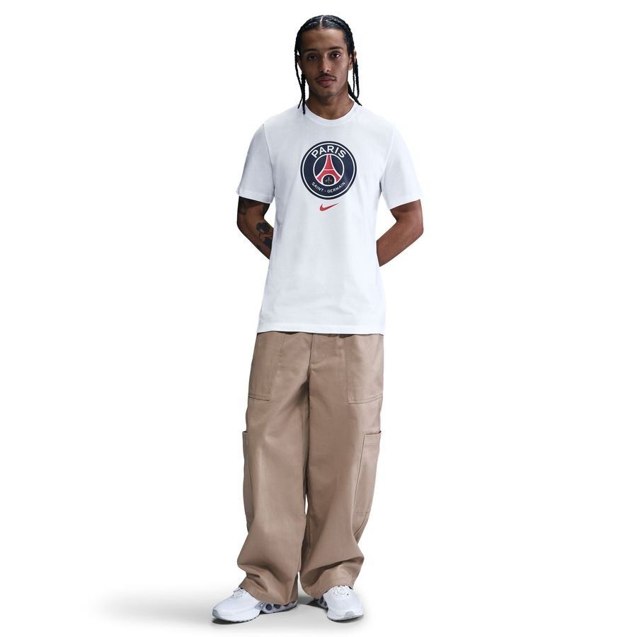 Paris Saint Germain T-Shirt Crest - White-SoccerKits Hub | Buy Soccer Jerseys Online